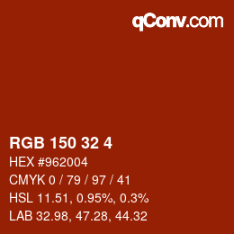 Color code: RGB 150 32 4 | qconv.com