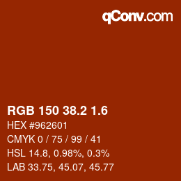 カラーコード: RGB 150 38.2 1.6 | qconv.com