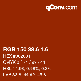 カラーコード: RGB 150 38.6 1.6 | qconv.com