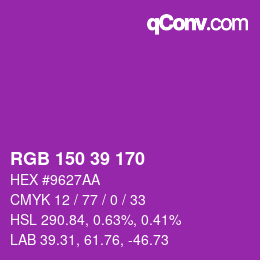 Color code: RGB 150 39 170 | qconv.com