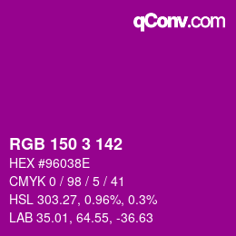 Color code: RGB 150 3 142 | qconv.com