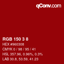 Color code: RGB 150 3 8 | qconv.com