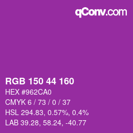 颜色代码: RGB 150 44 160 | qconv.com