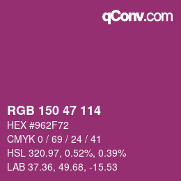 Color code: RGB 150 47 114 | qconv.com