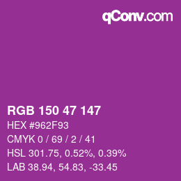 Color code: RGB 150 47 147 | qconv.com