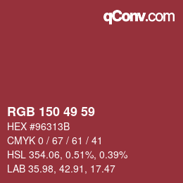 Color code: RGB 150 49 59 | qconv.com