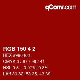 Color code: RGB 150 4 2 | qconv.com