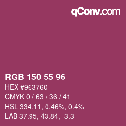 Color code: RGB 150 55 96 | qconv.com