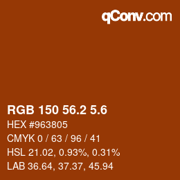 カラーコード: RGB 150 56.2 5.6 | qconv.com