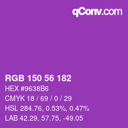 カラーコード: RGB 150 56 182 | qconv.com