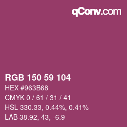 颜色代码: RGB 150 59 104 | qconv.com