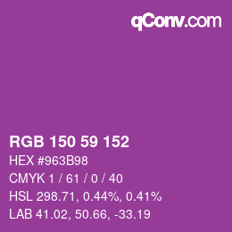 カラーコード: RGB 150 59 152 | qconv.com