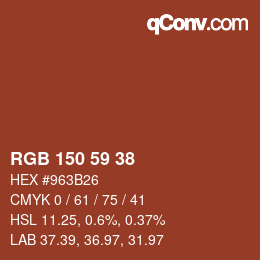 カラーコード: RGB 150 59 38 | qconv.com