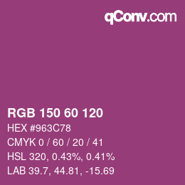 颜色代码: RGB 150 60 120 | qconv.com