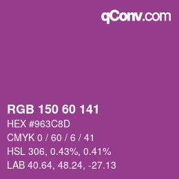 颜色代码: RGB 150 60 141 | qconv.com