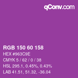 カラーコード: RGB 150 60 158 | qconv.com