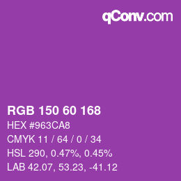 カラーコード: RGB 150 60 168 | qconv.com