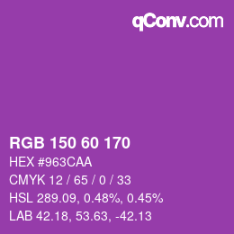 颜色代码: RGB 150 60 170 | qconv.com