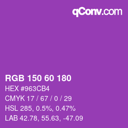 颜色代码: RGB 150 60 180 | qconv.com