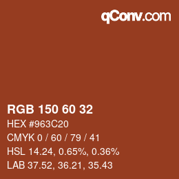 カラーコード: RGB 150 60 32 | qconv.com