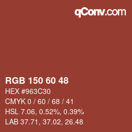 カラーコード: RGB 150 60 48 | qconv.com