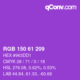 颜色代码: RGB 150 61 209 | qconv.com