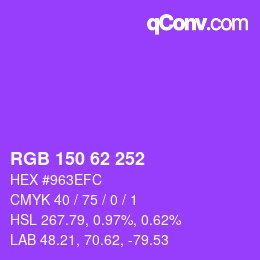 Color code: RGB 150 62 252 | qconv.com