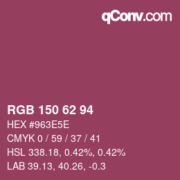 颜色代码: RGB 150 62 94 | qconv.com