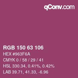 Color code: RGB 150 63 106 | qconv.com