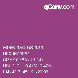 Color code: RGB 150 63 131 | qconv.com