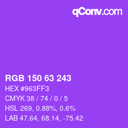 Código de color: RGB 150 63 243 | qconv.com