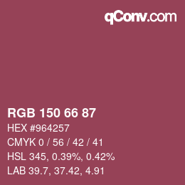颜色代码: RGB 150 66 87 | qconv.com