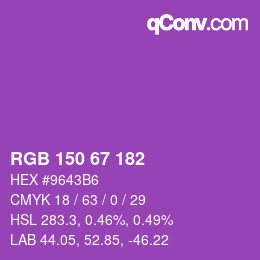 Color code: RGB 150 67 182 | qconv.com