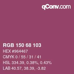 カラーコード: RGB 150 68 103 | qconv.com