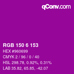 カラーコード: RGB 150 6 153 | qconv.com
