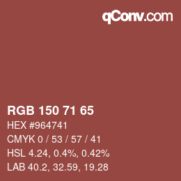 Color code: RGB 150 71 65 | qconv.com
