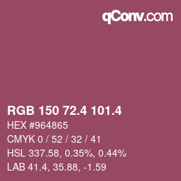 カラーコード: RGB 150 72.4 101.4 | qconv.com