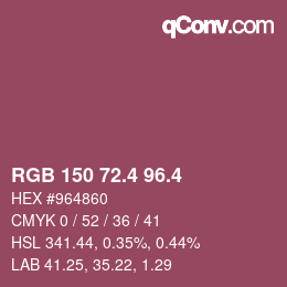 カラーコード: RGB 150 72.4 96.4 | qconv.com