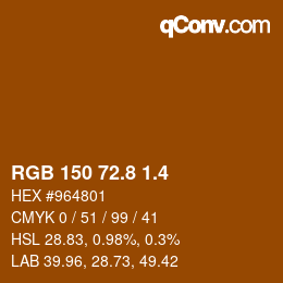 カラーコード: RGB 150 72.8 1.4 | qconv.com