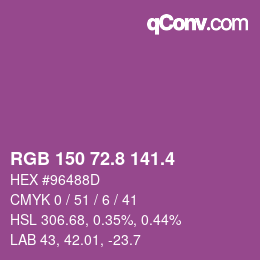カラーコード: RGB 150 72.8 141.4 | qconv.com