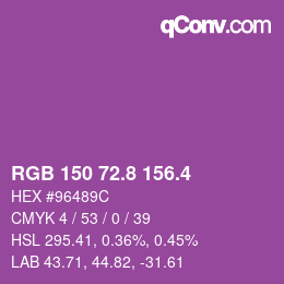 カラーコード: RGB 150 72.8 156.4 | qconv.com