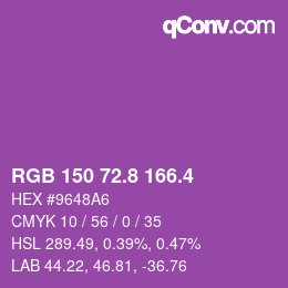カラーコード: RGB 150 72.8 166.4 | qconv.com