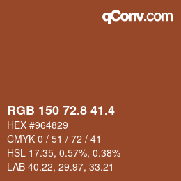 カラーコード: RGB 150 72.8 41.4 | qconv.com