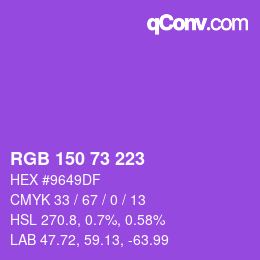 颜色代码: RGB 150 73 223 | qconv.com