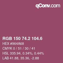 カラーコード: RGB 150 74.2 104.6 | qconv.com