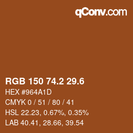 カラーコード: RGB 150 74.2 29.6 | qconv.com