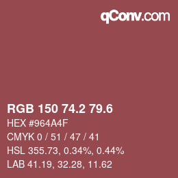 カラーコード: RGB 150 74.2 79.6 | qconv.com