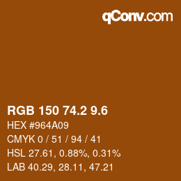カラーコード: RGB 150 74.2 9.6 | qconv.com