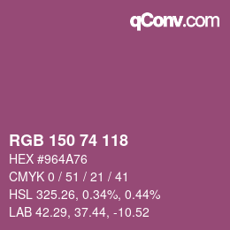 颜色代码: RGB 150 74 118 | qconv.com