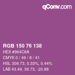 Color code: RGB 150 76 138 | qconv.com